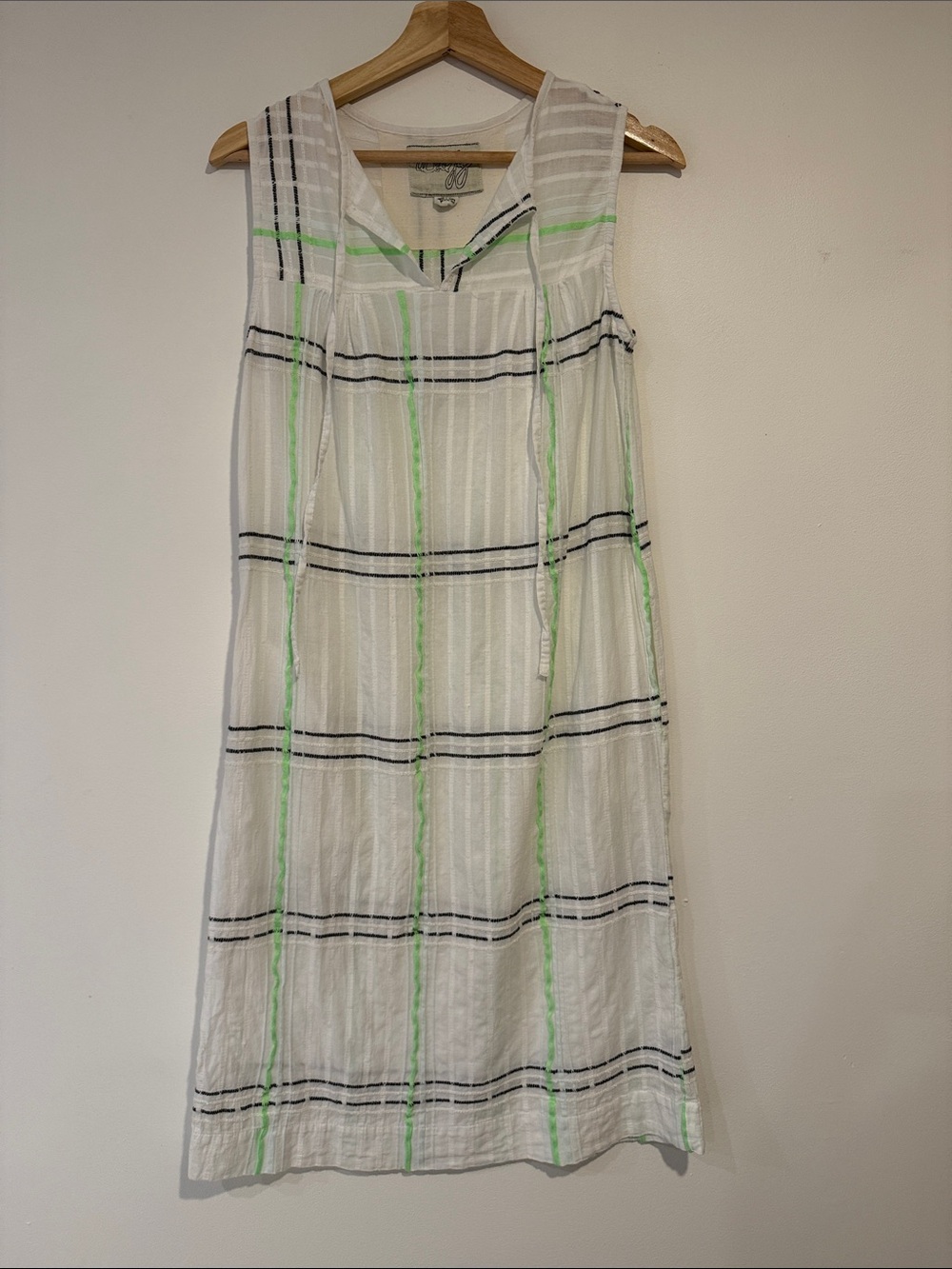 Ace & Jig White & Green Striped Sleeveless Women’s Midi Dress - Size small